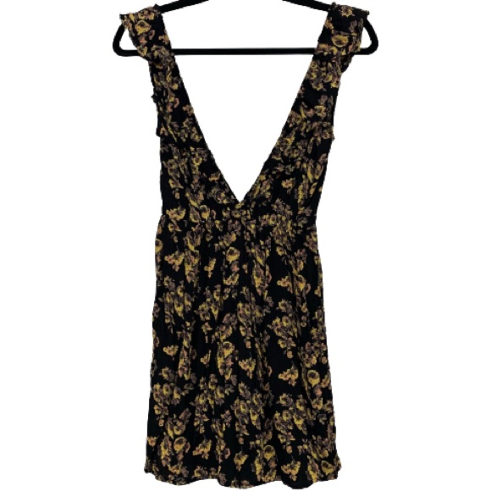 Blue Life Deep V Floral Sundress in Black Multi